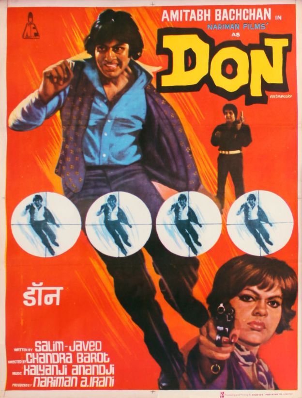 Amitabh Bachchan, Pran Sikhand and Zeenat Aman in the 1978 blockbuster film Don