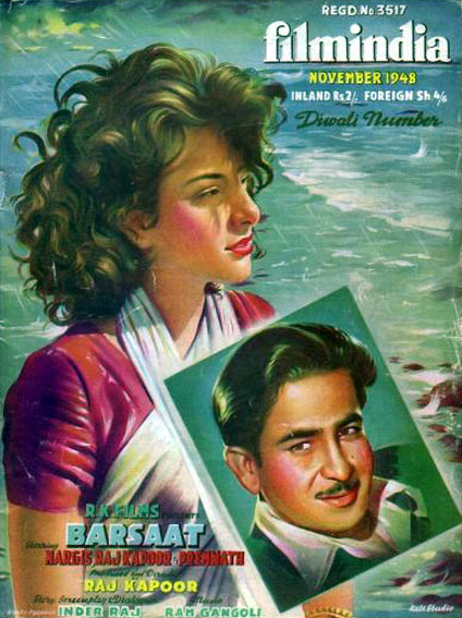 Nargis and Raj Kapoor on Filmindia cover