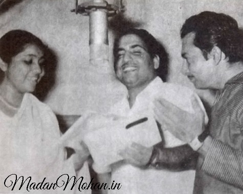 Asha Bhosle and Mohd Rafi with Madan Mohan