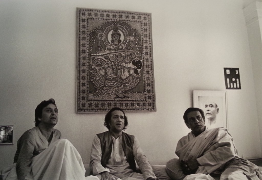 Three masters at Ravi Shankar's residence in 1978 at Benares