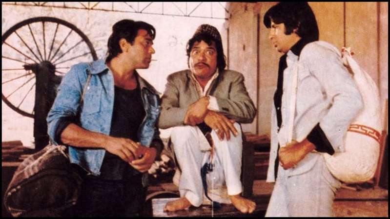 Dharmendra, Jagdeep and Amitabh Bachchan in Sholay