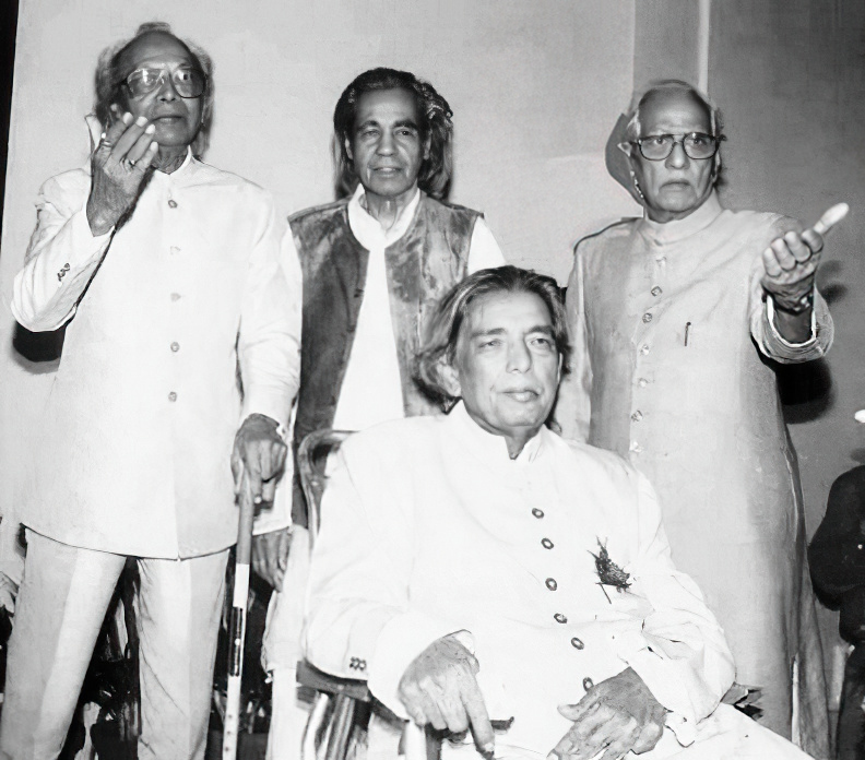 Naushad, Ali Sardar Jaffry and Majrooh with Kaifi Azmi
