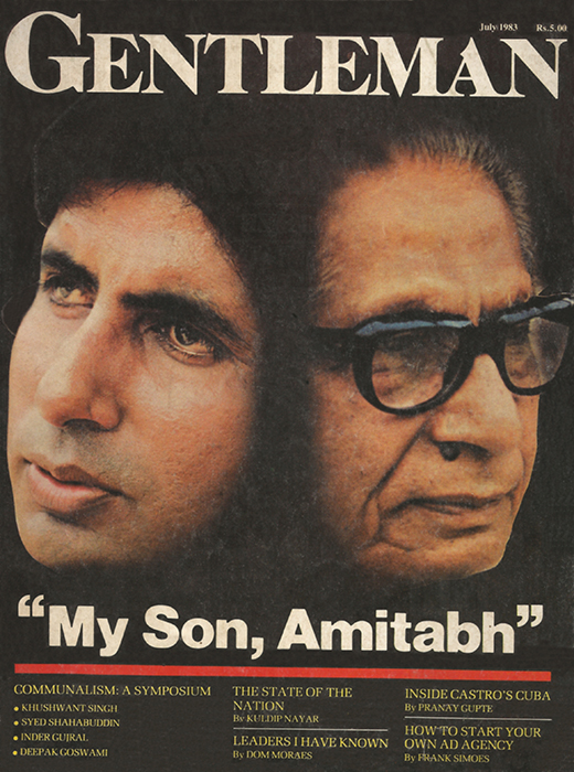 Amitabh Bachchan with Harivansh Rai Bachchan on Gentleman April 1983 cover