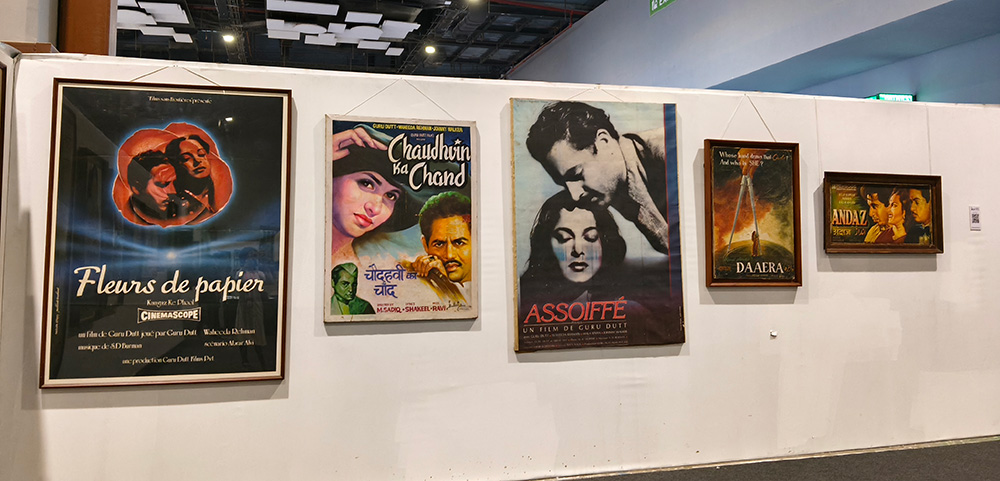 Kaagaz Ke Phool, Chaudhvin ka Chand and Pyaasa posters in English and French
