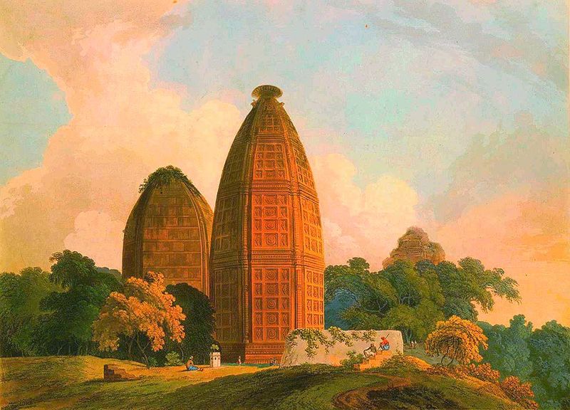 Madana Mohana Temple in Vrindavan, India on Thomasa Daniell's painting