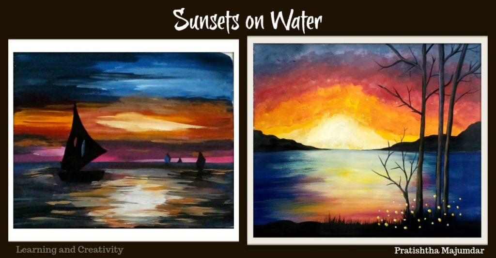 sunsets on water colours