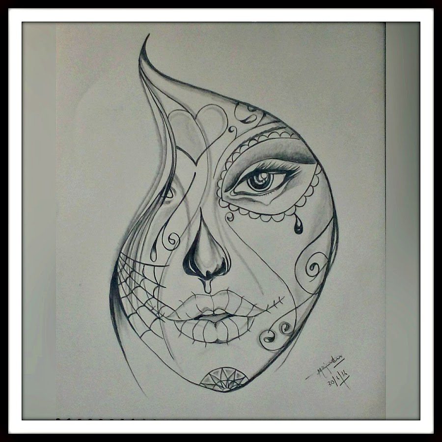 Abstract Face in Pencil Sketch