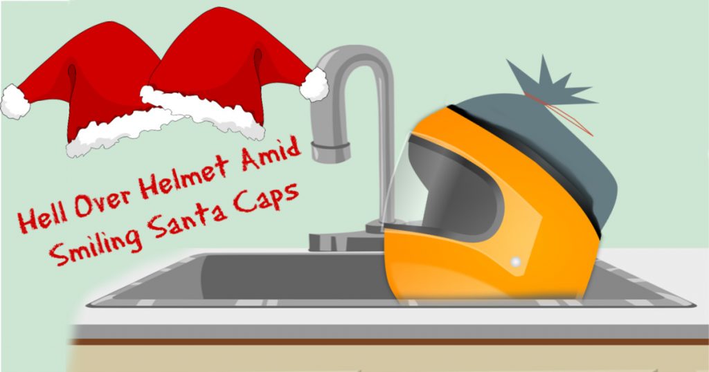76 hell over helmet santa caps