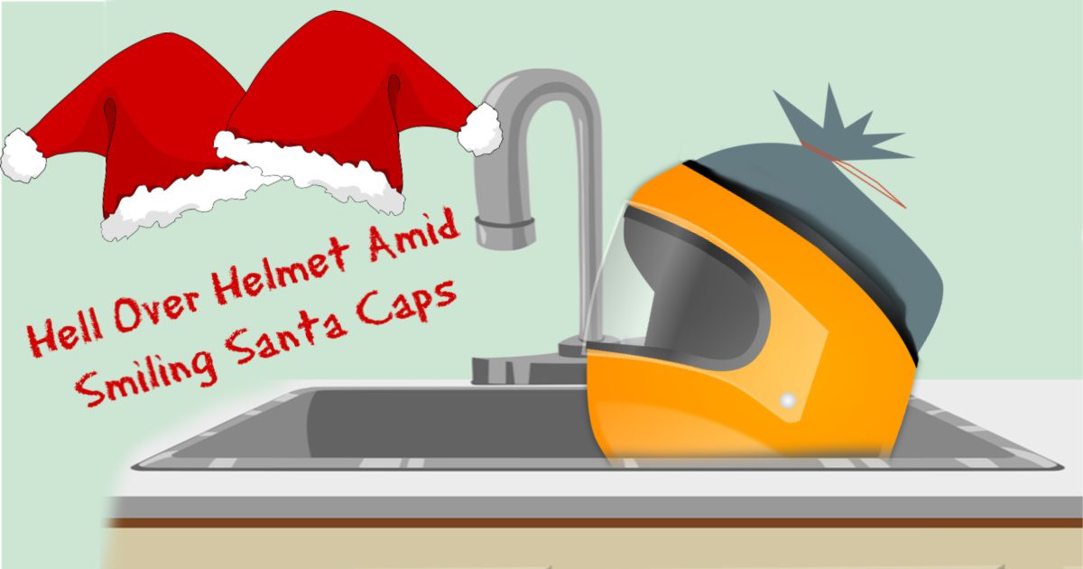 76 hell over helmet santa caps