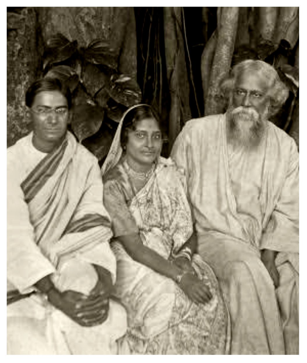 Rabindranath Tagore with P. C. Mahalanobis and Nirmalkumari Mahalanobis
