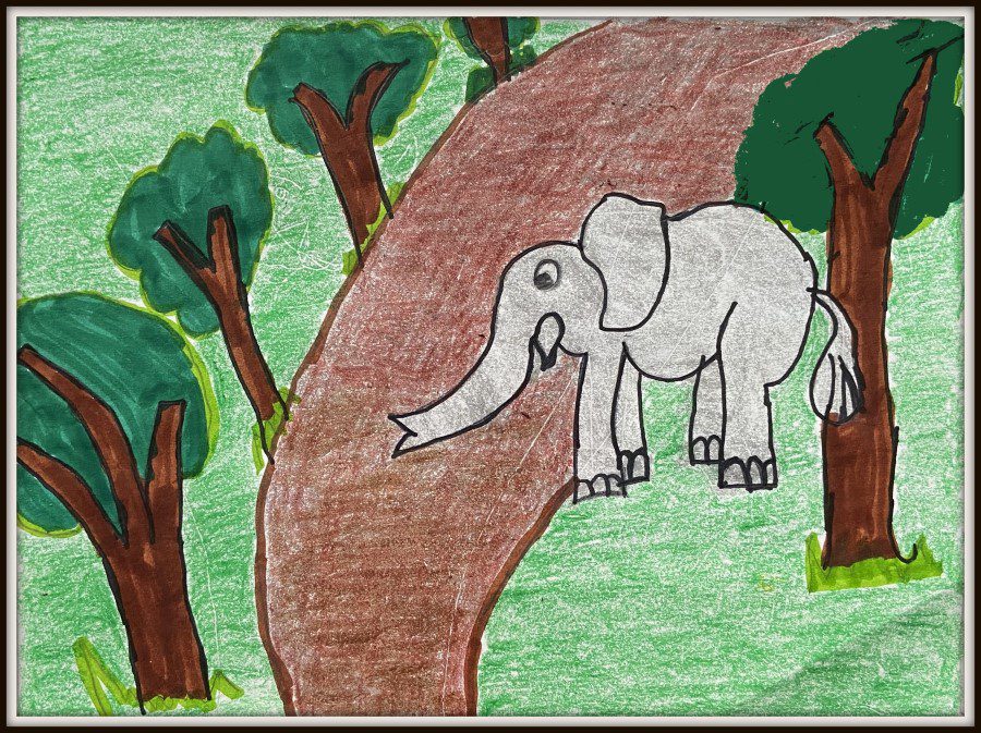 Elephant : Art work by 10 year old Varun Narayanan