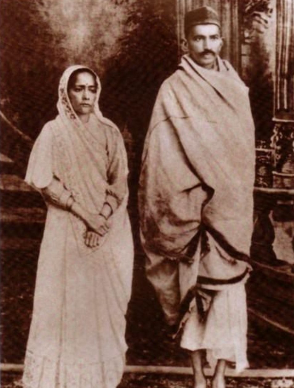 Kasturba Gandhi with Mahatma Gandhi