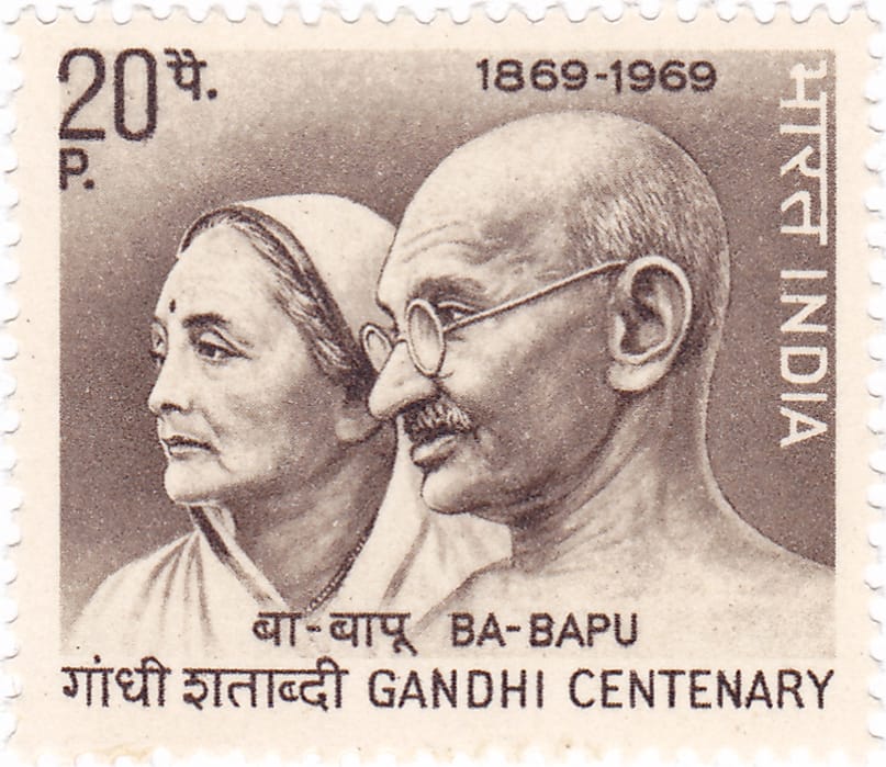 Kasturba Gandhi and Mahatma Gandhi Stamp