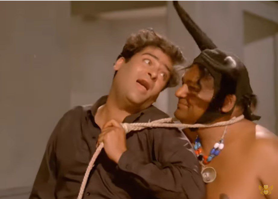 Shammi Kapoor and Asit Sen in Meri bhains ko danda kyun maara